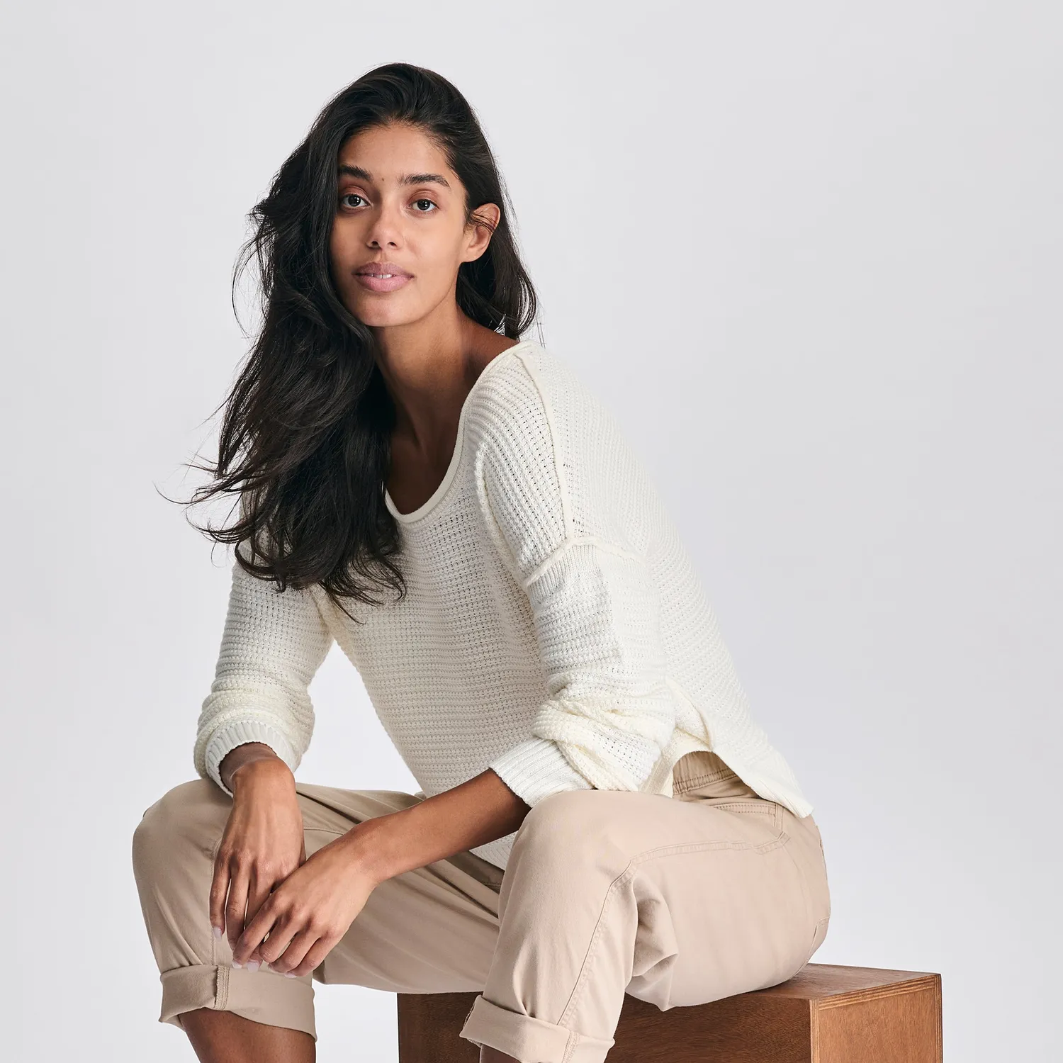 Eddie Bauer Roll Neck pulover dama Cream cu guler rulat