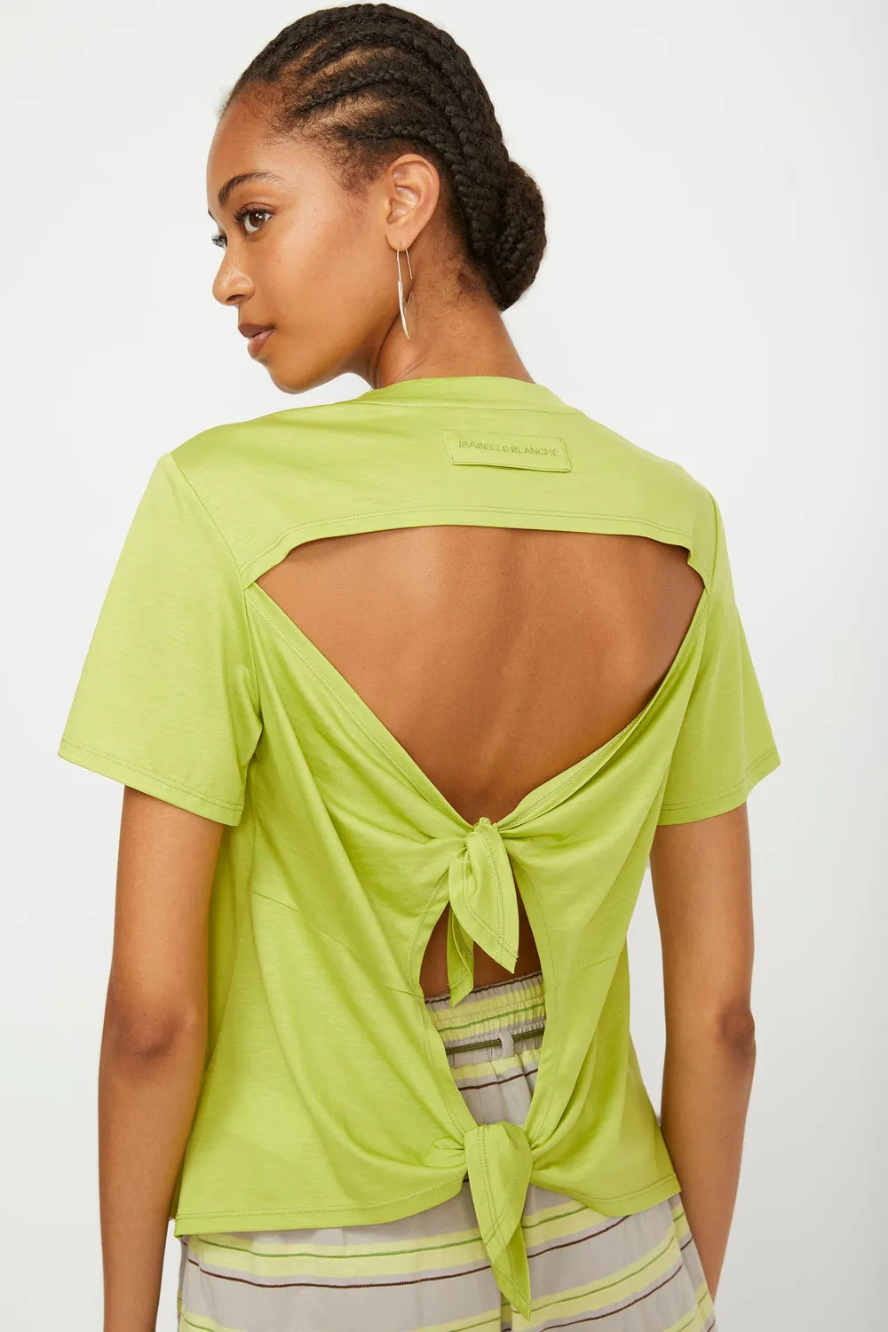 Isabelle Blanche tricou verde cu nod la spate din tencel