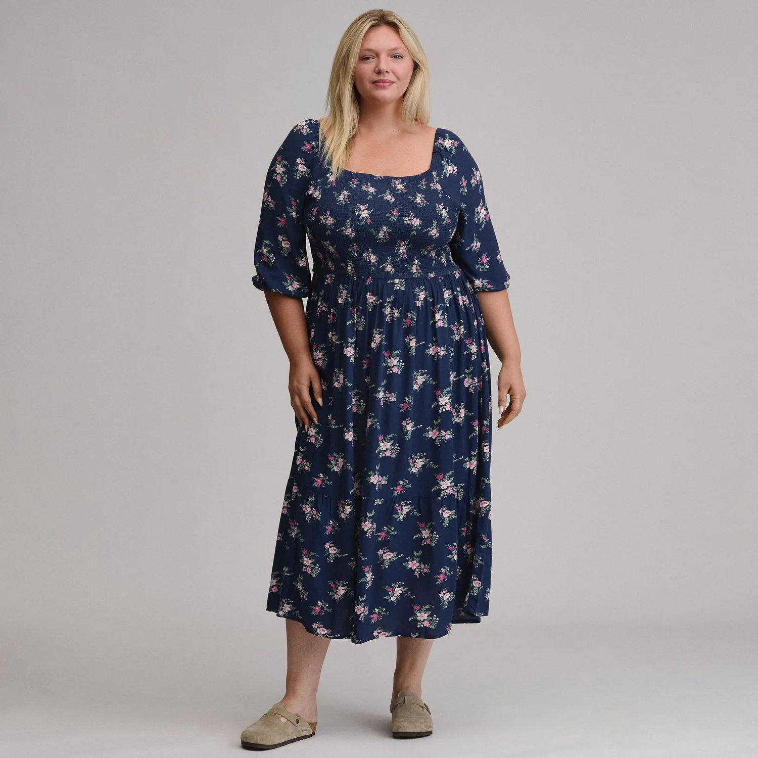 Eddie Bauer Smocked Bodice rochie dama Brook maneca 3/4
