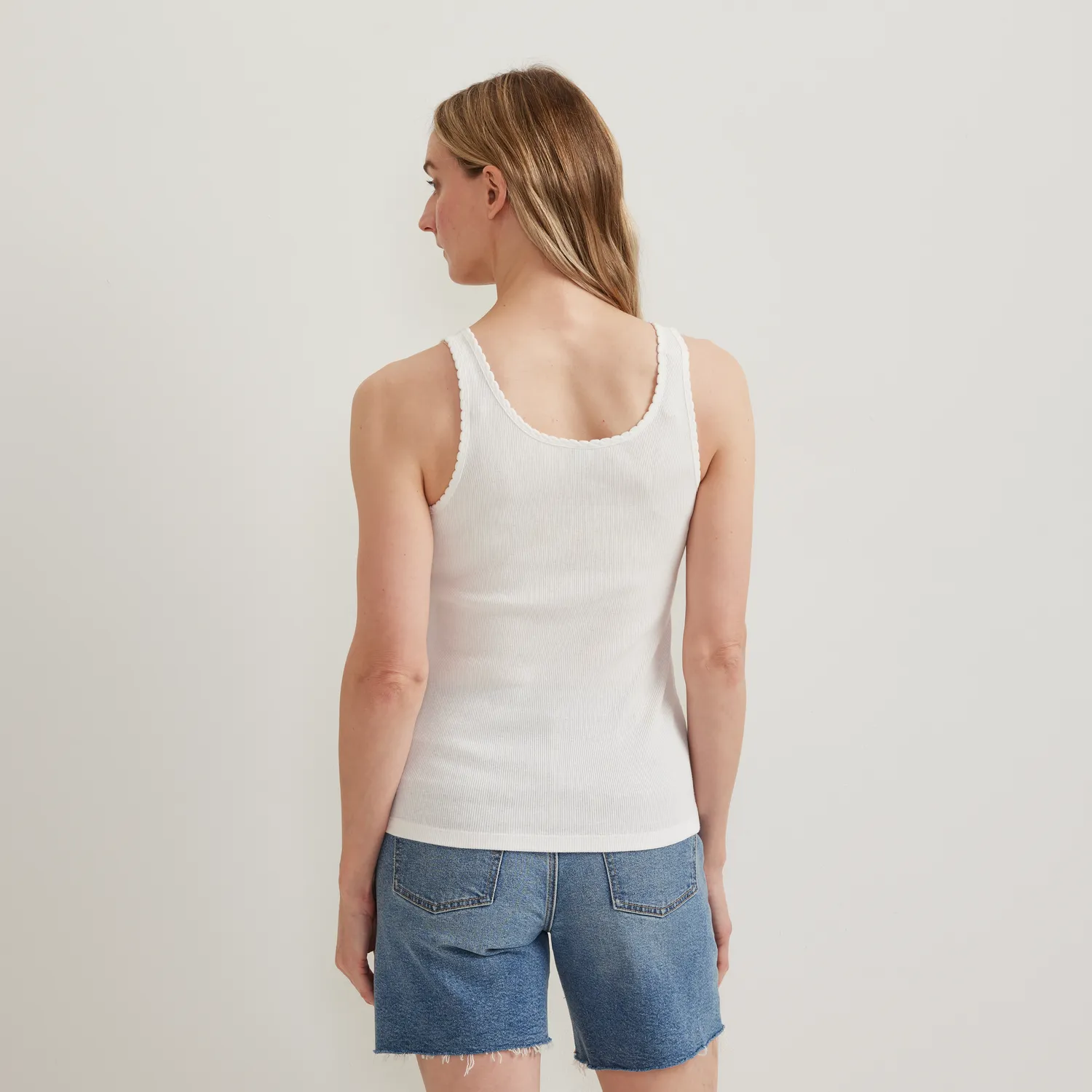 Eddie Bauer Ribbed Henley maiou dama Sage din bumbac