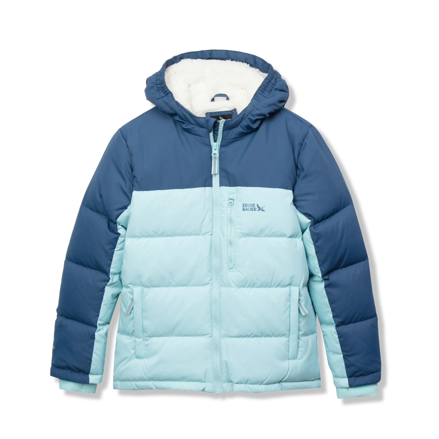 Eddie Bauer Classic Down jacheta fete Canal Blue cu gluga