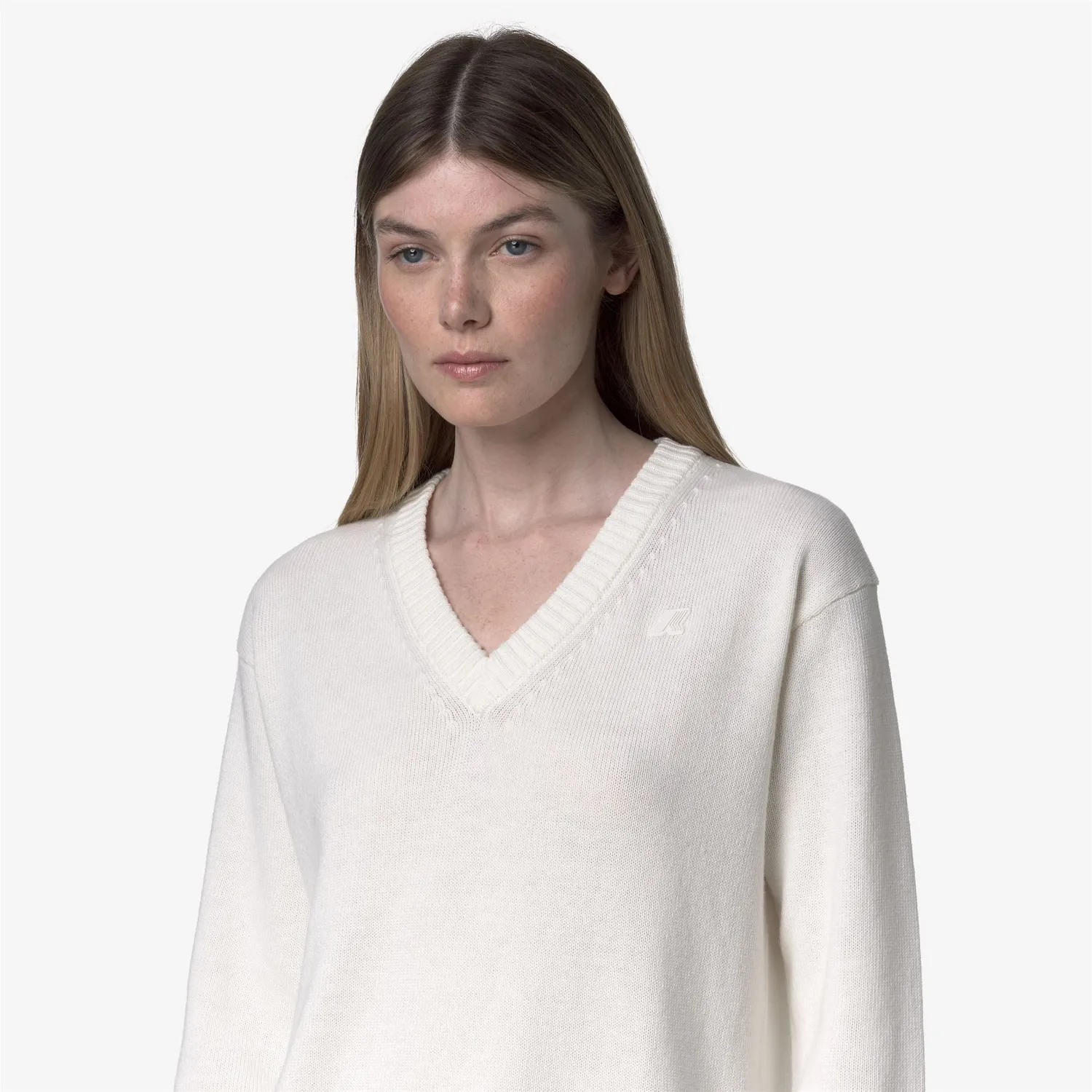 K-Way Adine Cotton Cashmere pulover damă alb cu cașmir