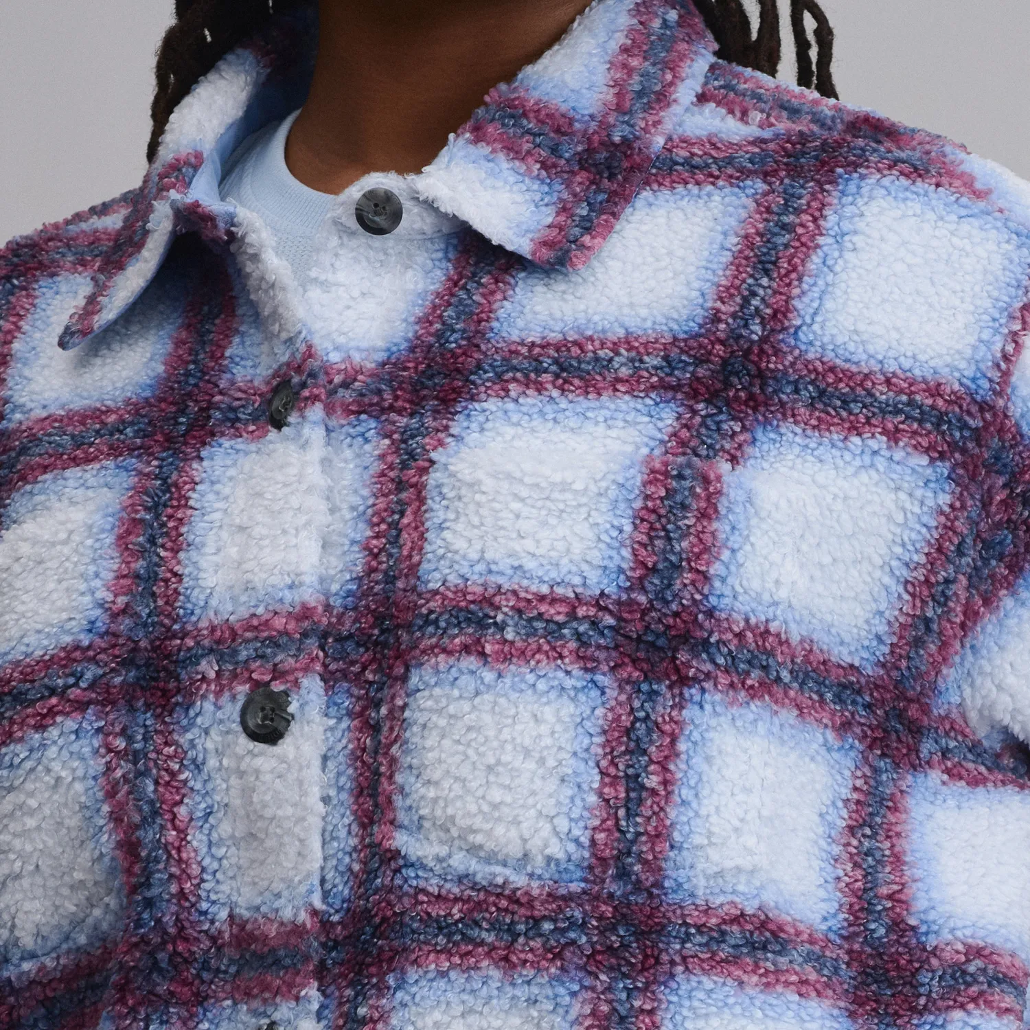 Eddie Bauer Plaid Fleece Shirt Jacket geaca negru carouri