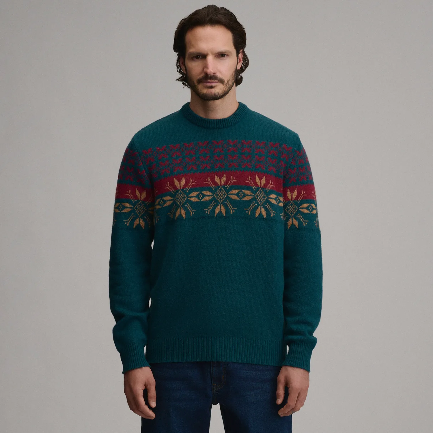 Eddie Bauer Holiday Jacquard pulover Chili festiv
