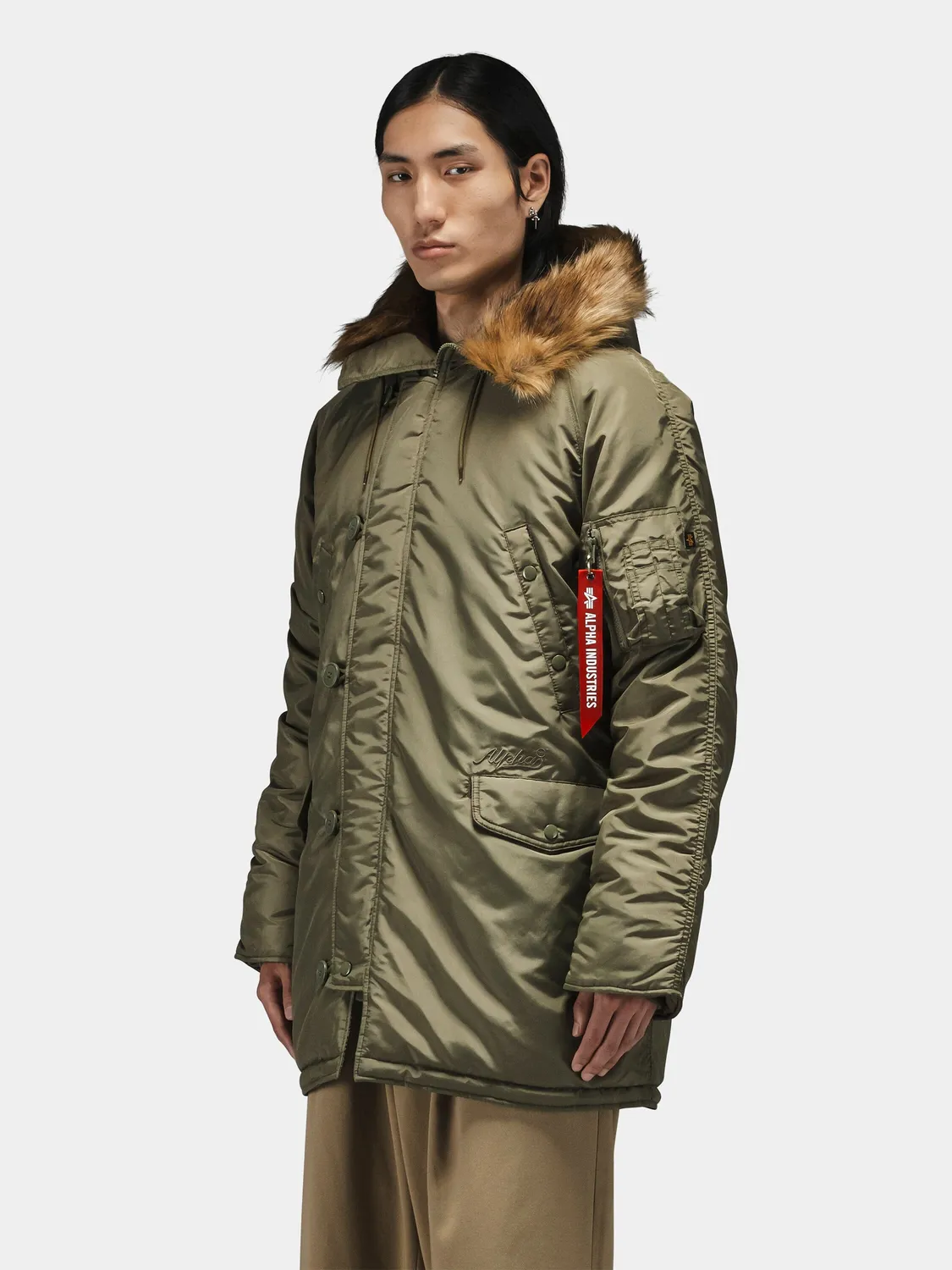 Alpha Industries N-3B Oxford parka verde extrem călduros