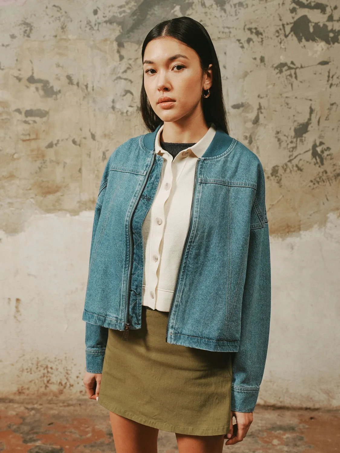 Alpha Industries Denim Relaxed Flight geaca dama denim blue poliester