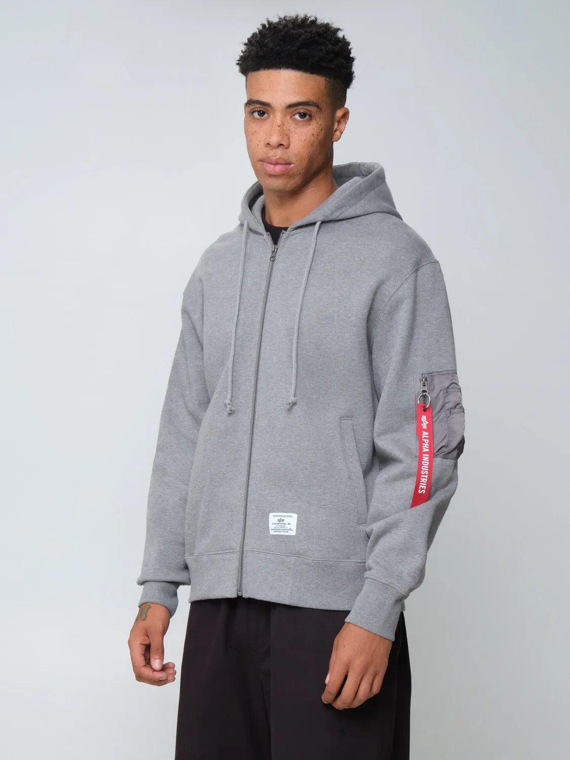 Alpha Industries Utility Pocket hanorac gri cu fermoar