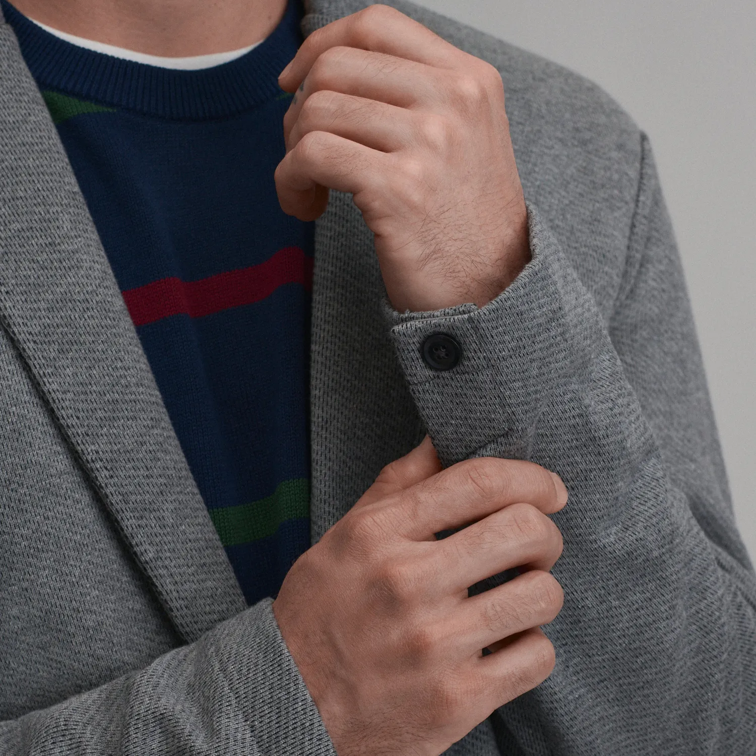 Eddie Bauer Knit Blazer sacou barbati gri calduros