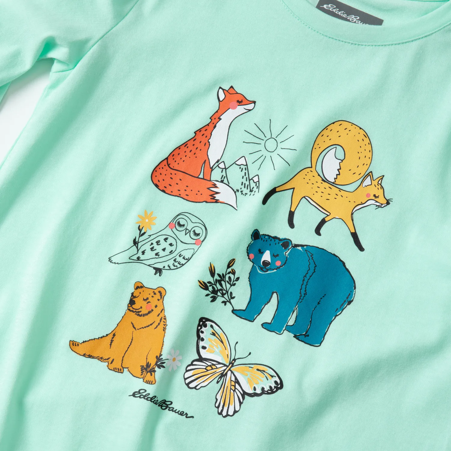Eddie Bauer Graphic Long-Sleeve tricou fete AQUA SKY bumbac