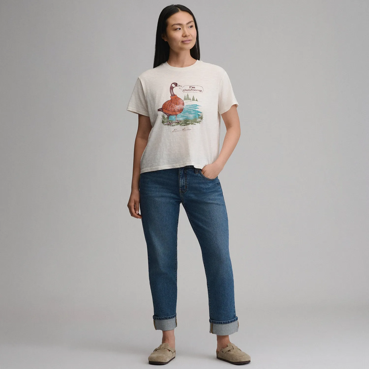Eddie Bauer Goose tricou bumbac ivory