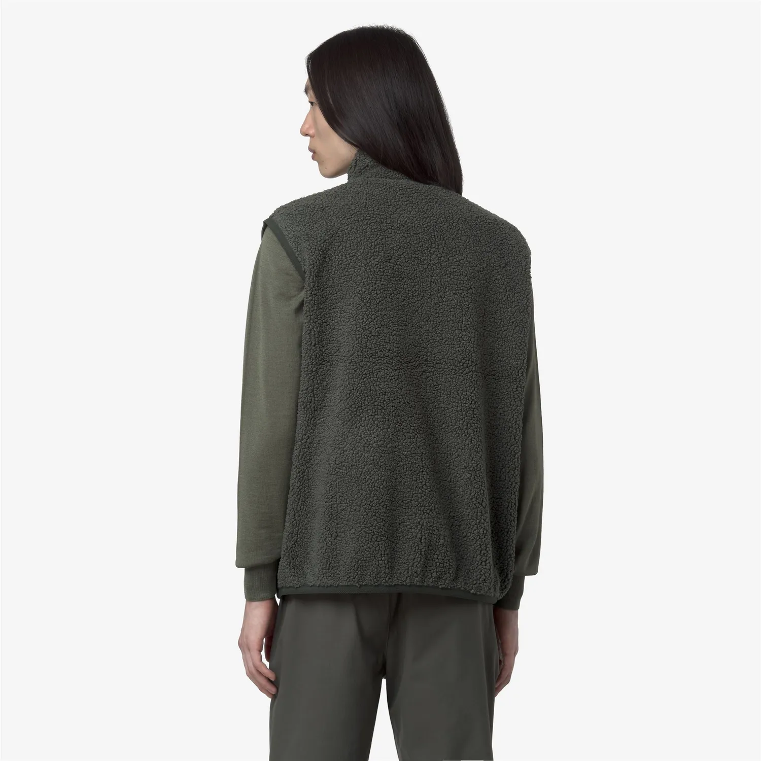 K-Way Yannick Sherpa Polar Double vestă verde negru