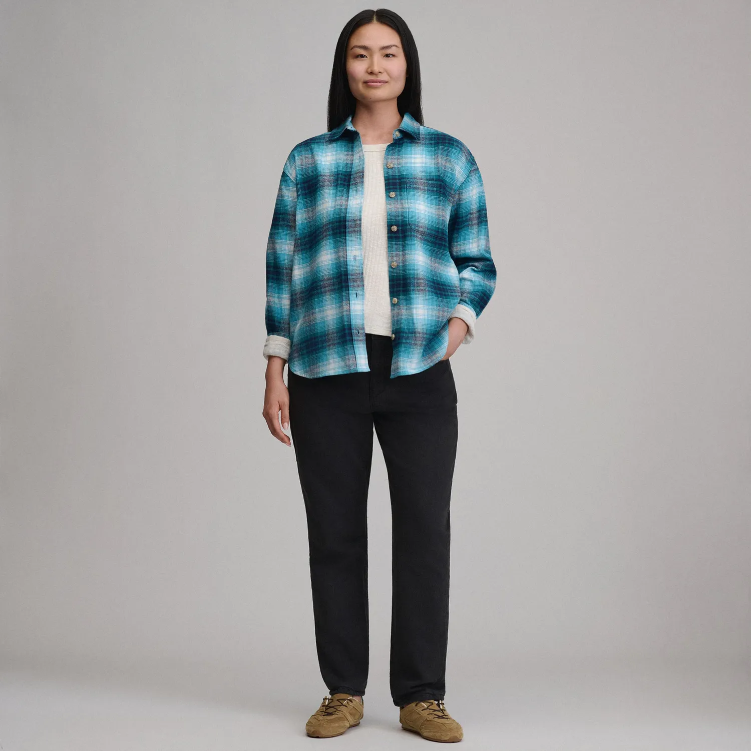 Eddie Bauer Heritage Soft Boyfriend camasa Sea Spray groasa