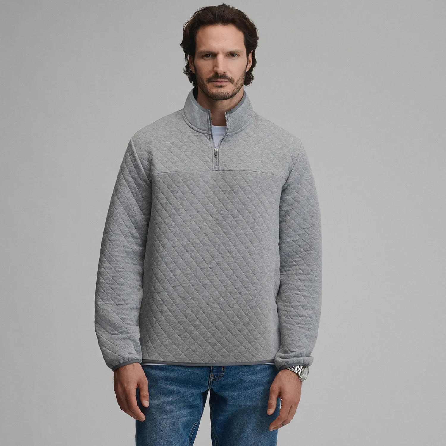 Eddie Bauer Quilted Pulover Barbati Quarter-Zip Negru