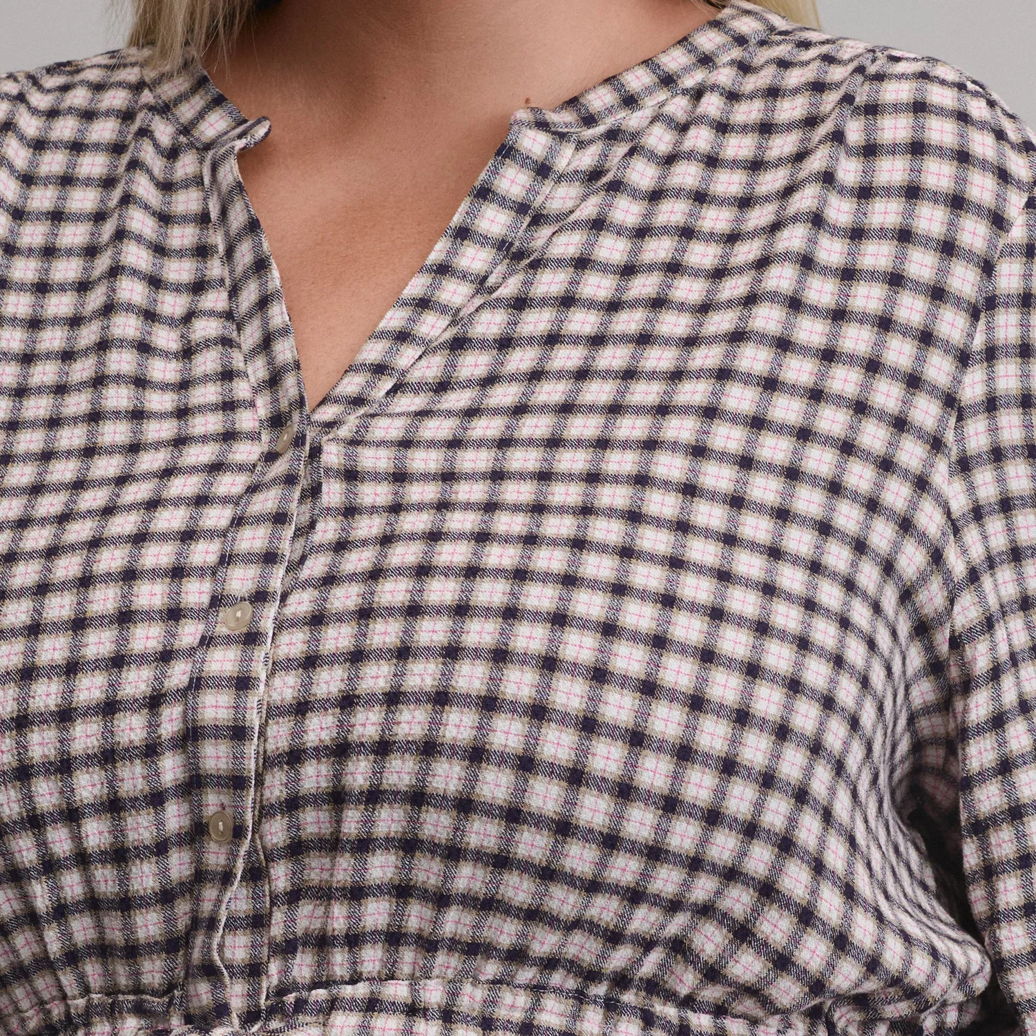 Eddie Bauer Plaid Button Front Belted Midi rochie Blossom carouri
