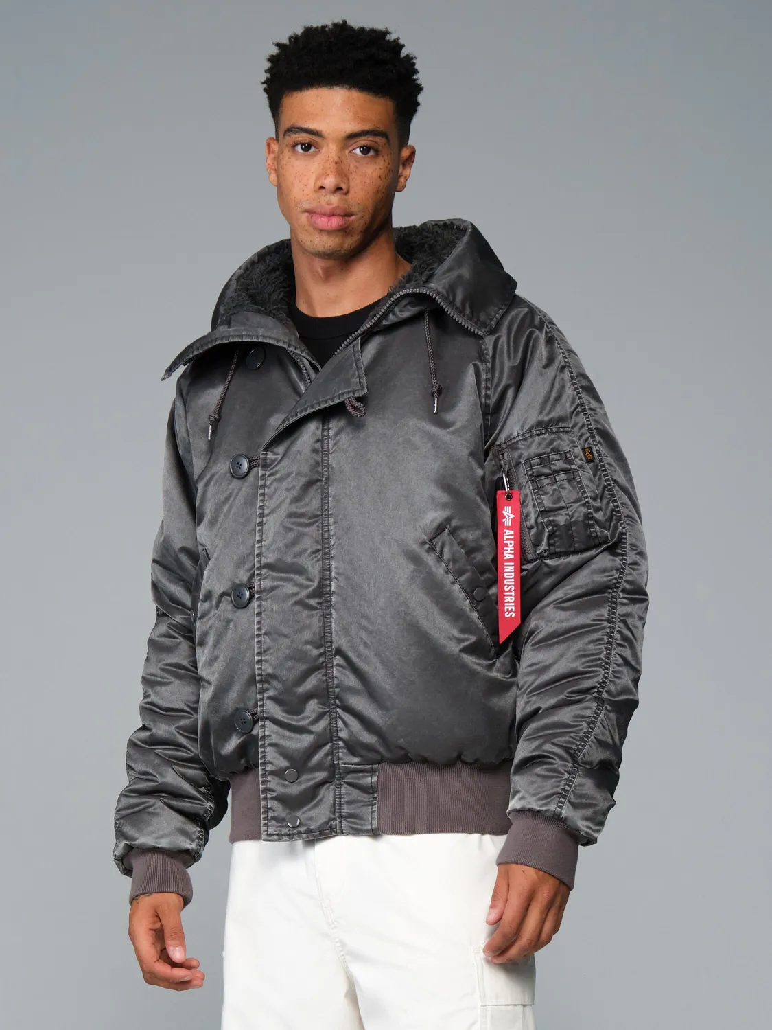 Alpha Industries N-2B Battlewash parcă neagră călduroasă