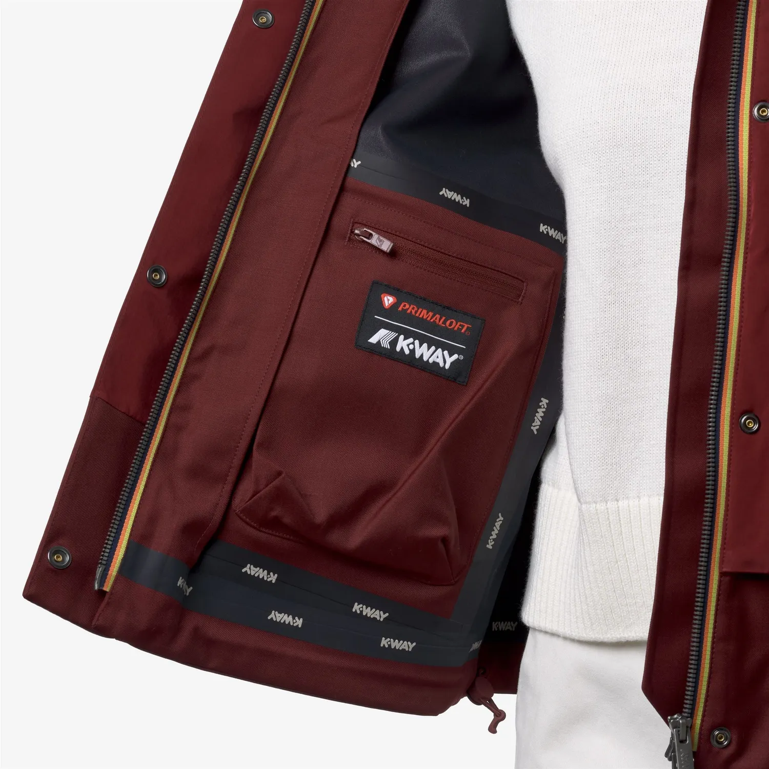 K-Way Isan Wool Nylon Mix geaca dama rosu calduroasa
