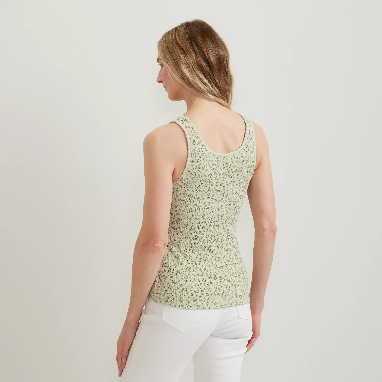 Eddie Bauer Ribbed Henley maiou dama Sage din bumbac