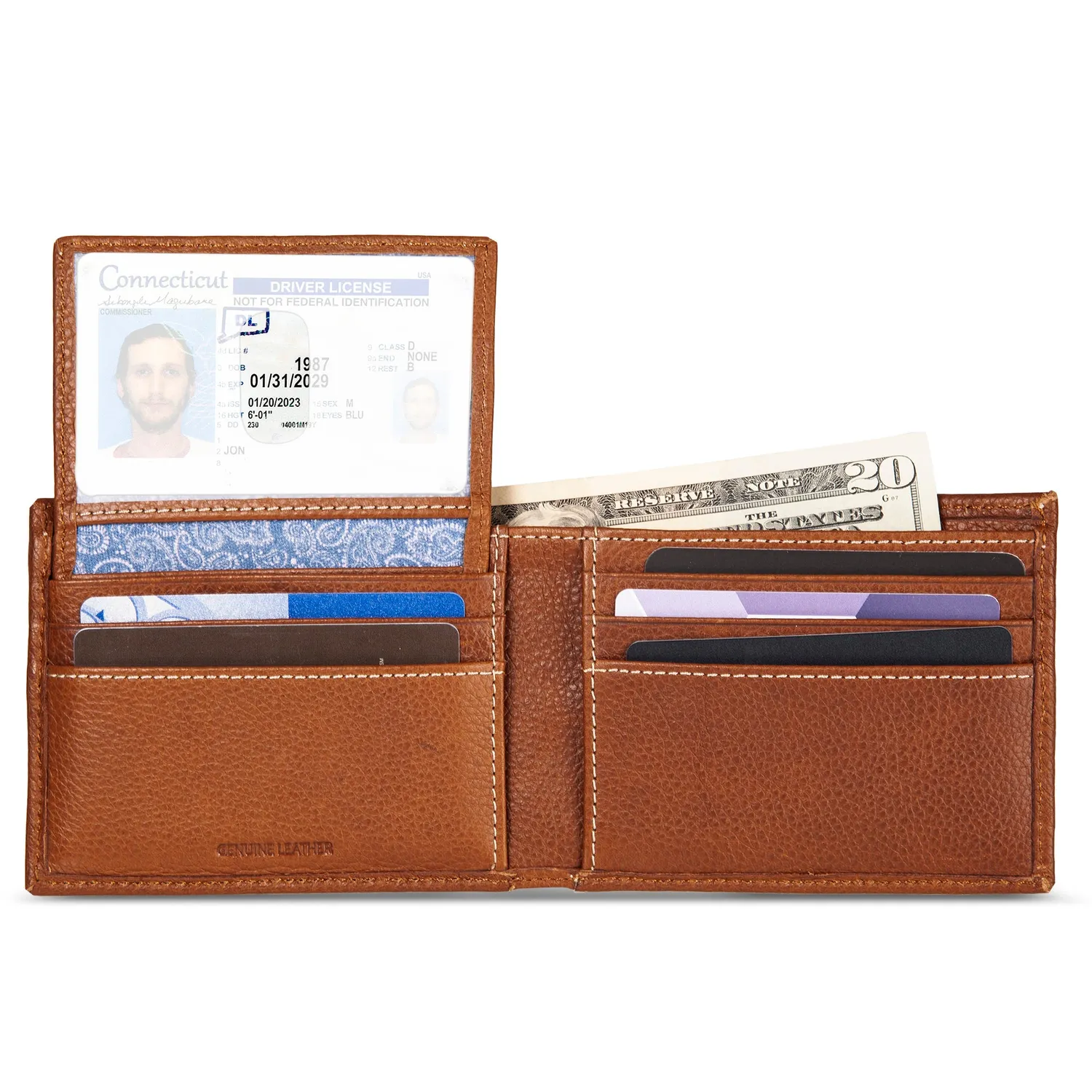 Eddie Bauer Signature Top Stitch Passcase portofel piele bej