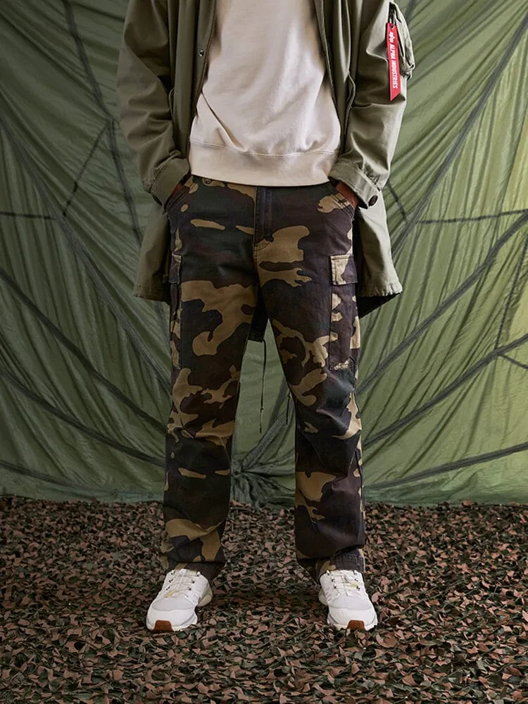 Alpha Industries M-65 pantaloni cargo woodland camo bumbac