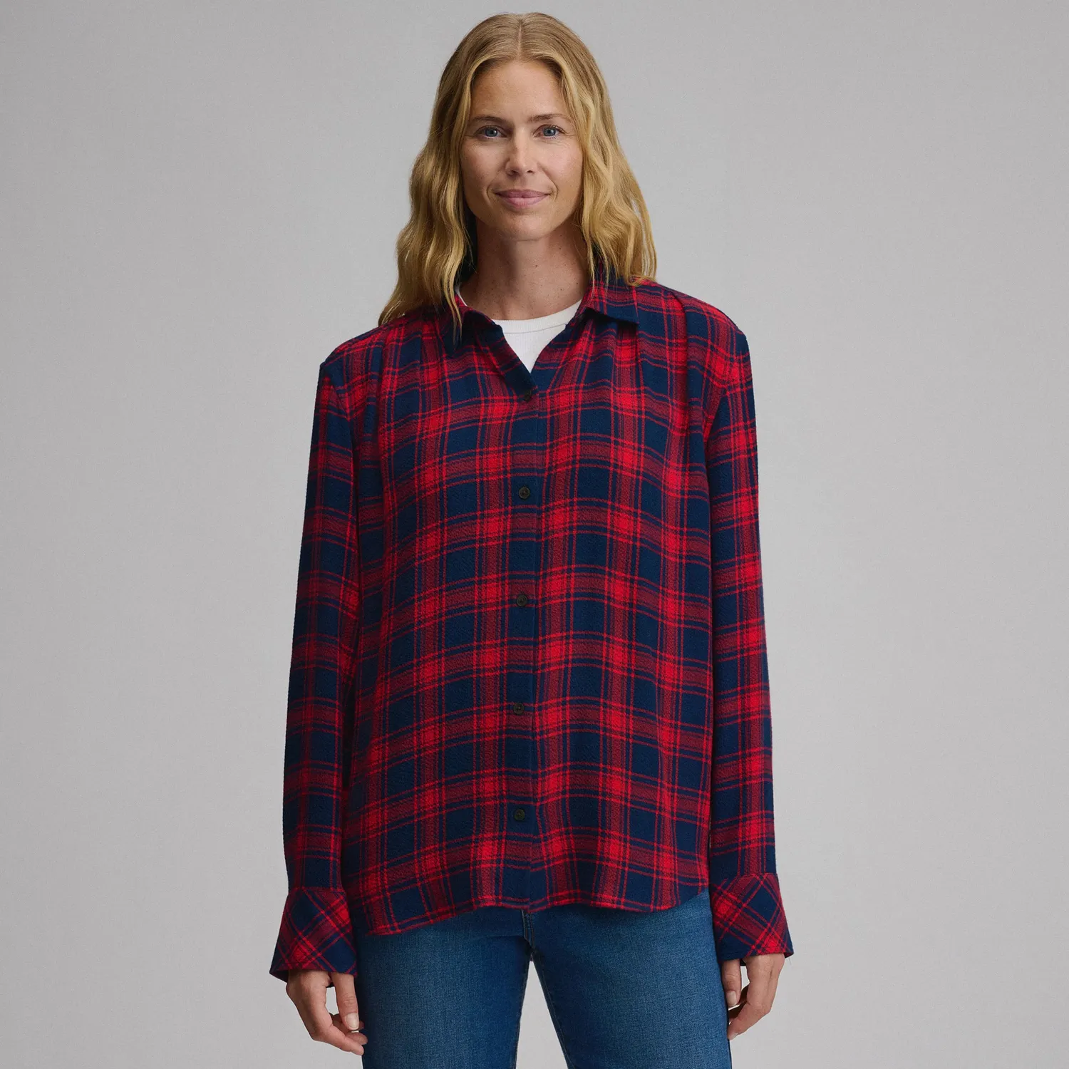 Eddie Bauer Softened Button-Down camasa bleumarin bumbac