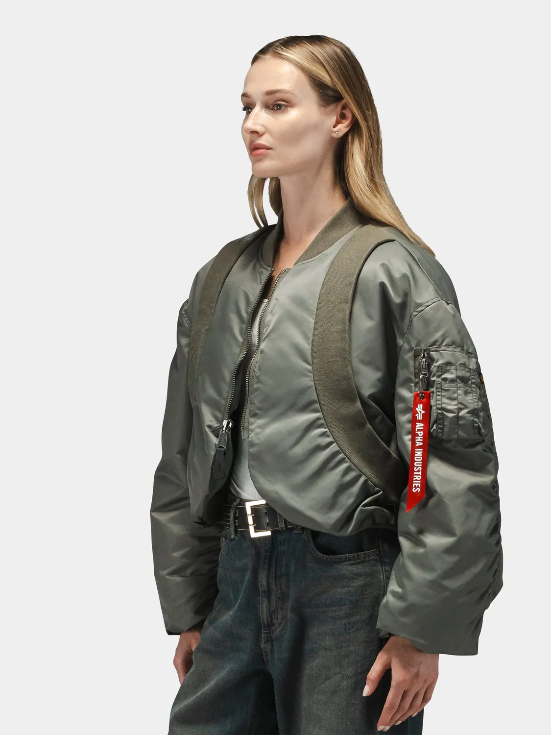 Alpha Industries MA-1 Knit Rib geaca dama gri vătuită