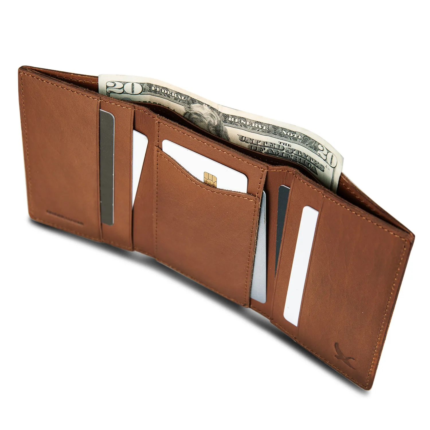 Eddie Bauer Outdoor Leather Trifold portofel maro piele naturala