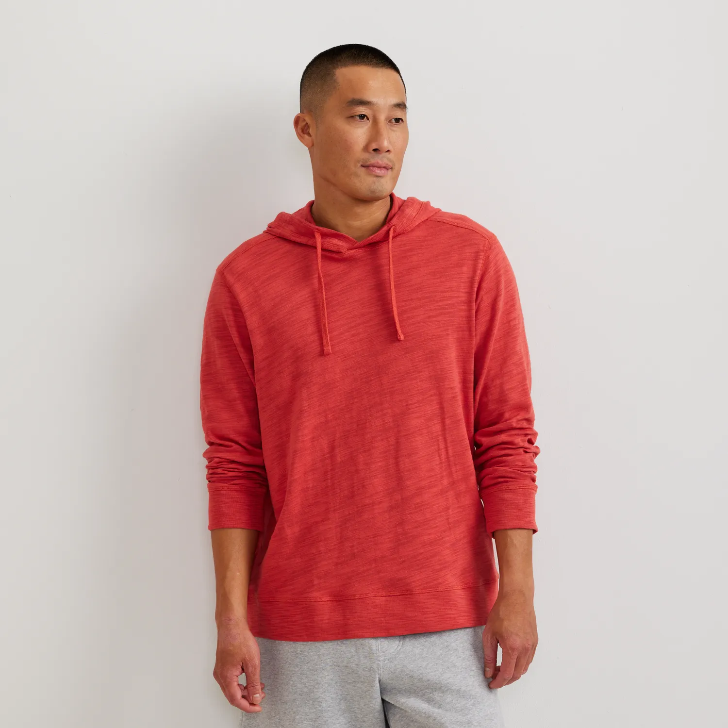 Eddie Bauer Slub hanorac barbati gri bumbac cu gluga