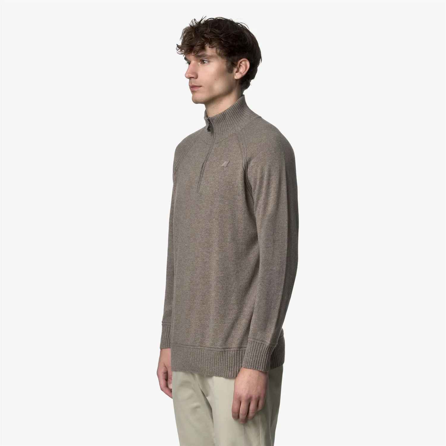 K-Way Cadras Wool Cashmere polo barbati bej fermoar