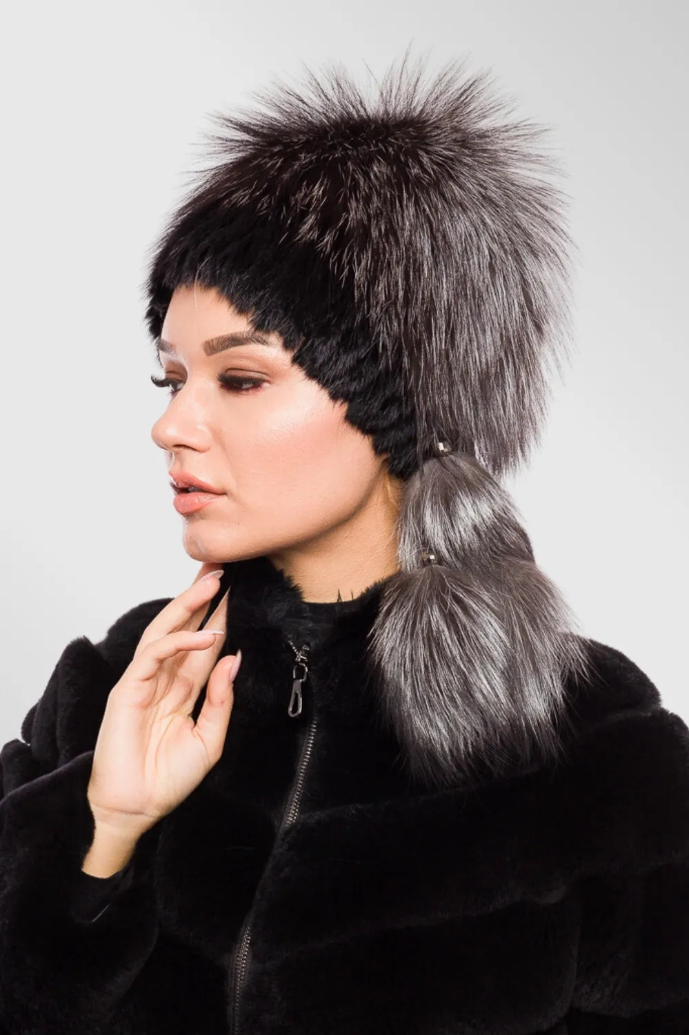 Mareus Grey Frost 86 fes blană vulpe și nurcă gri