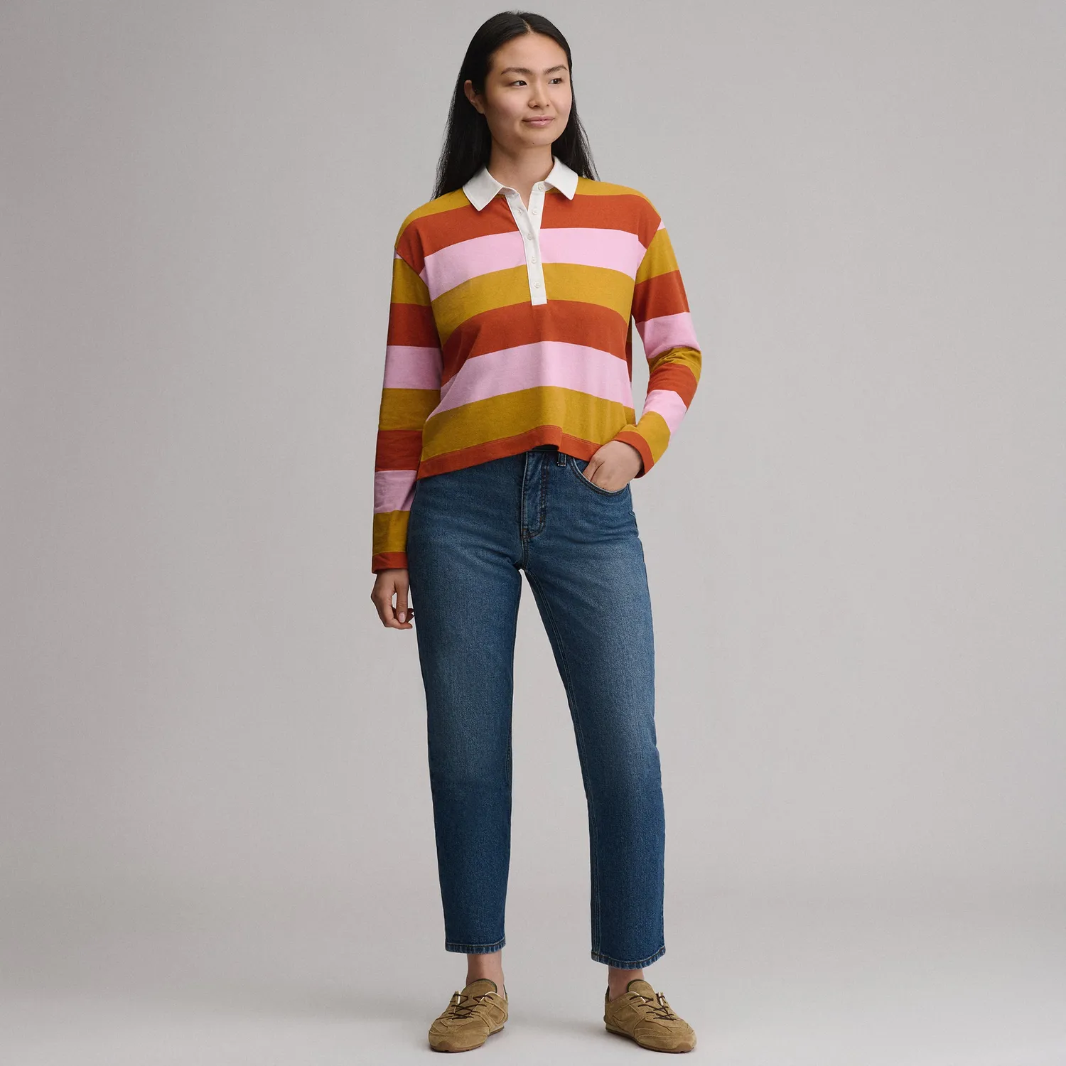 Eddie Bauer Rugby polo damă Wisteria mânecă lungă