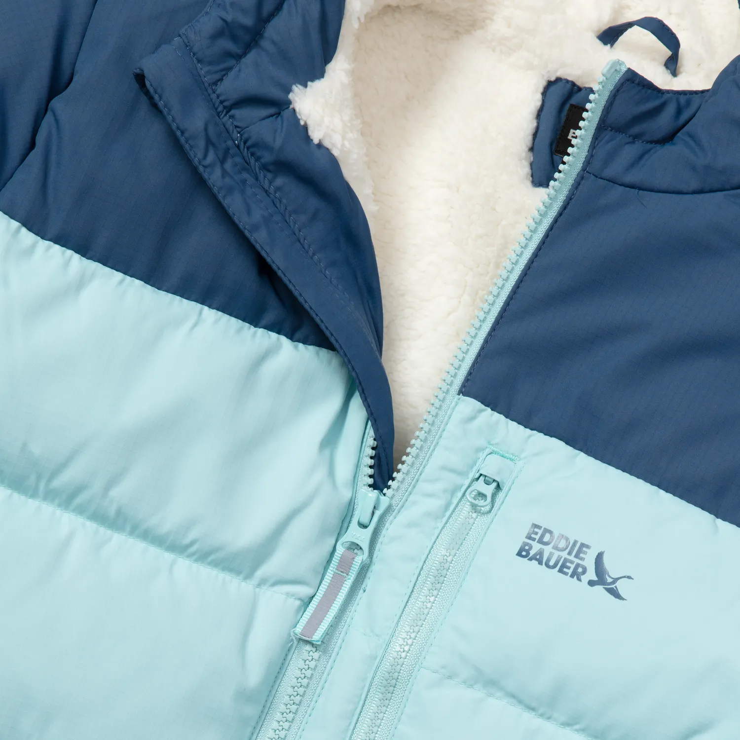 Eddie Bauer Classic Down jacheta fete Canal Blue cu gluga