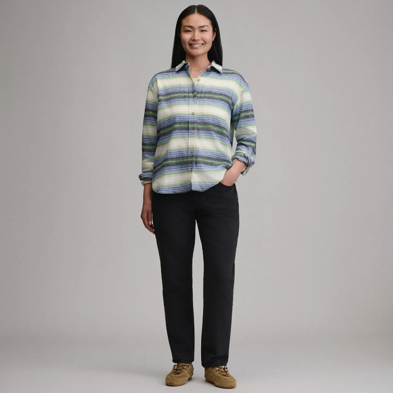 Eddie Bauer Heritage Soft Boyfriend camasa Sea Spray groasa