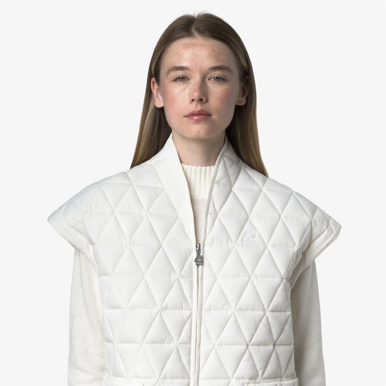 K-Way Saloire Diamond Quilted vesta dama alb matlasata