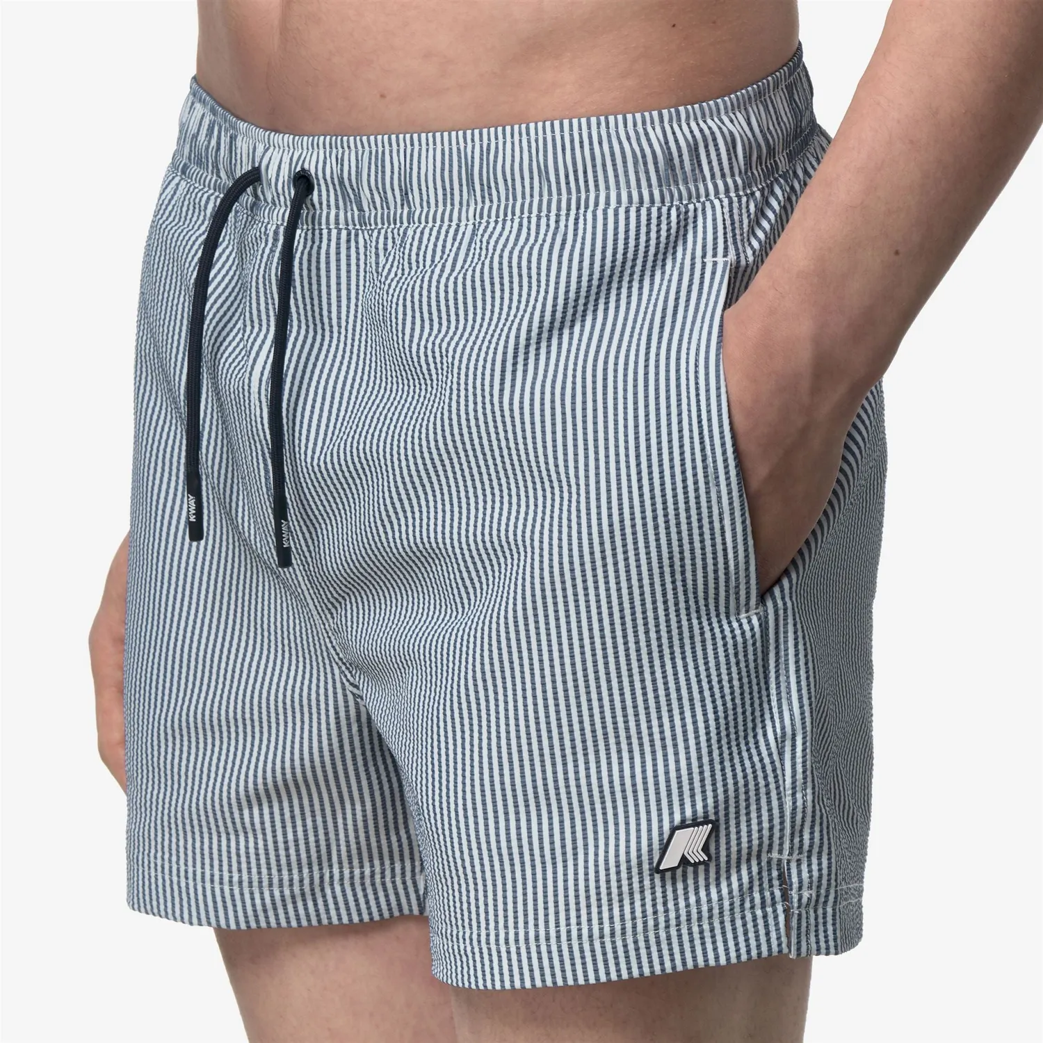K-Way Hazel Mid Stripes șort baie bărbați alb dungi