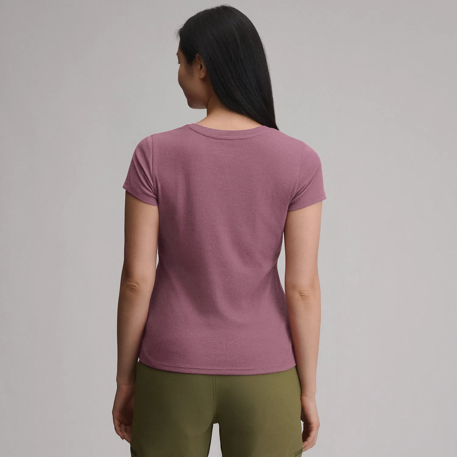Eddie Bauer Everyday V-Neck tricou dama Visiniu bumbac usor