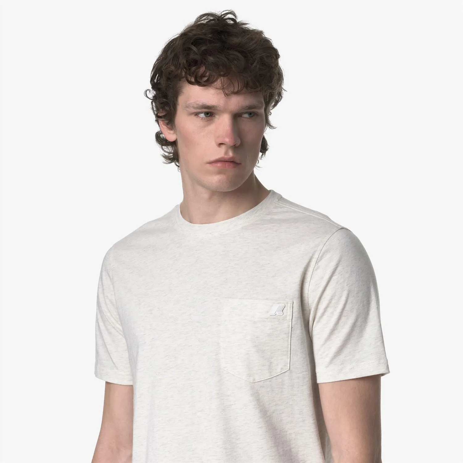K-Way Sigur Jersey Slim tricou alb bleached mel slim