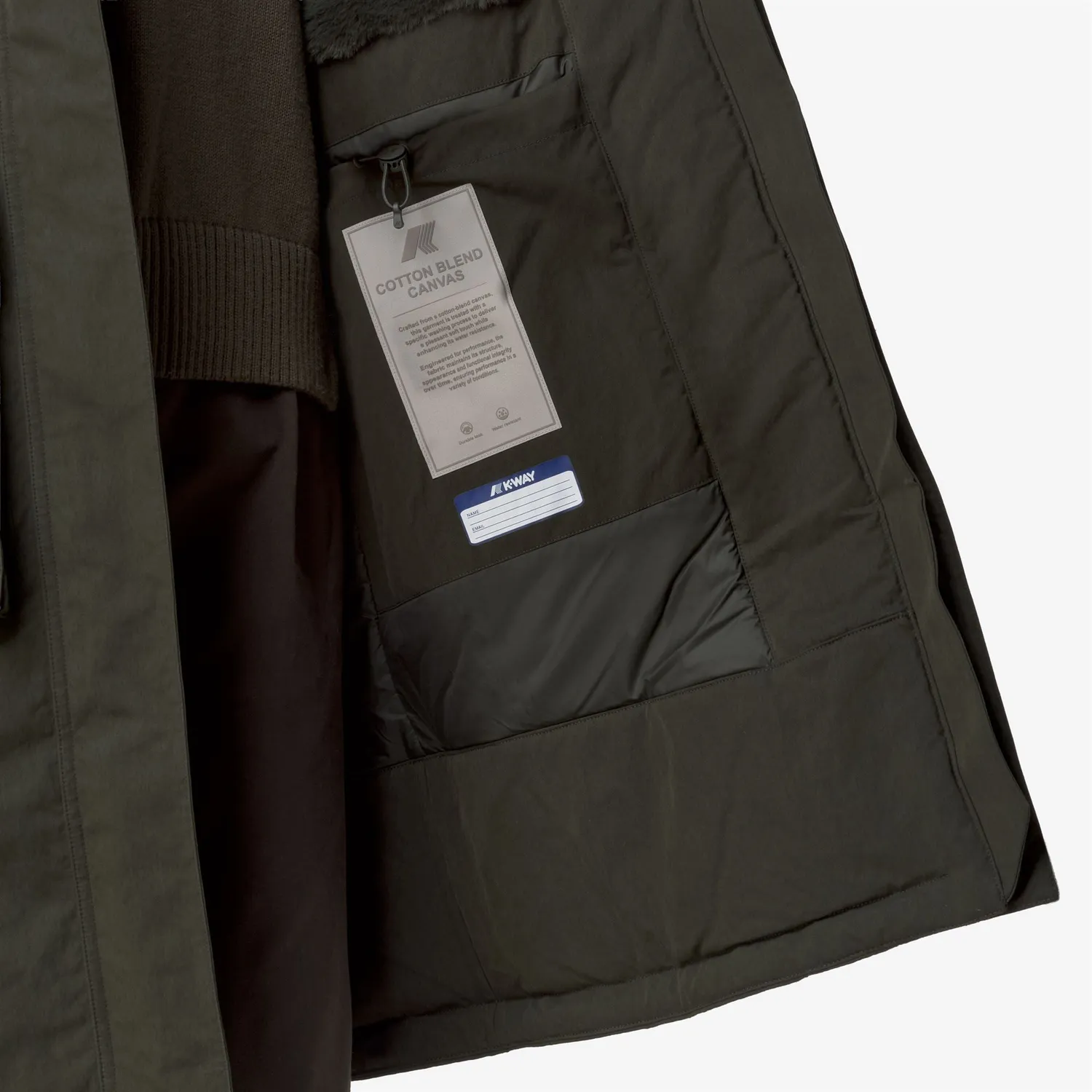 K-Way Brunil Cotton Feel parka lunga dama verde calduroasa