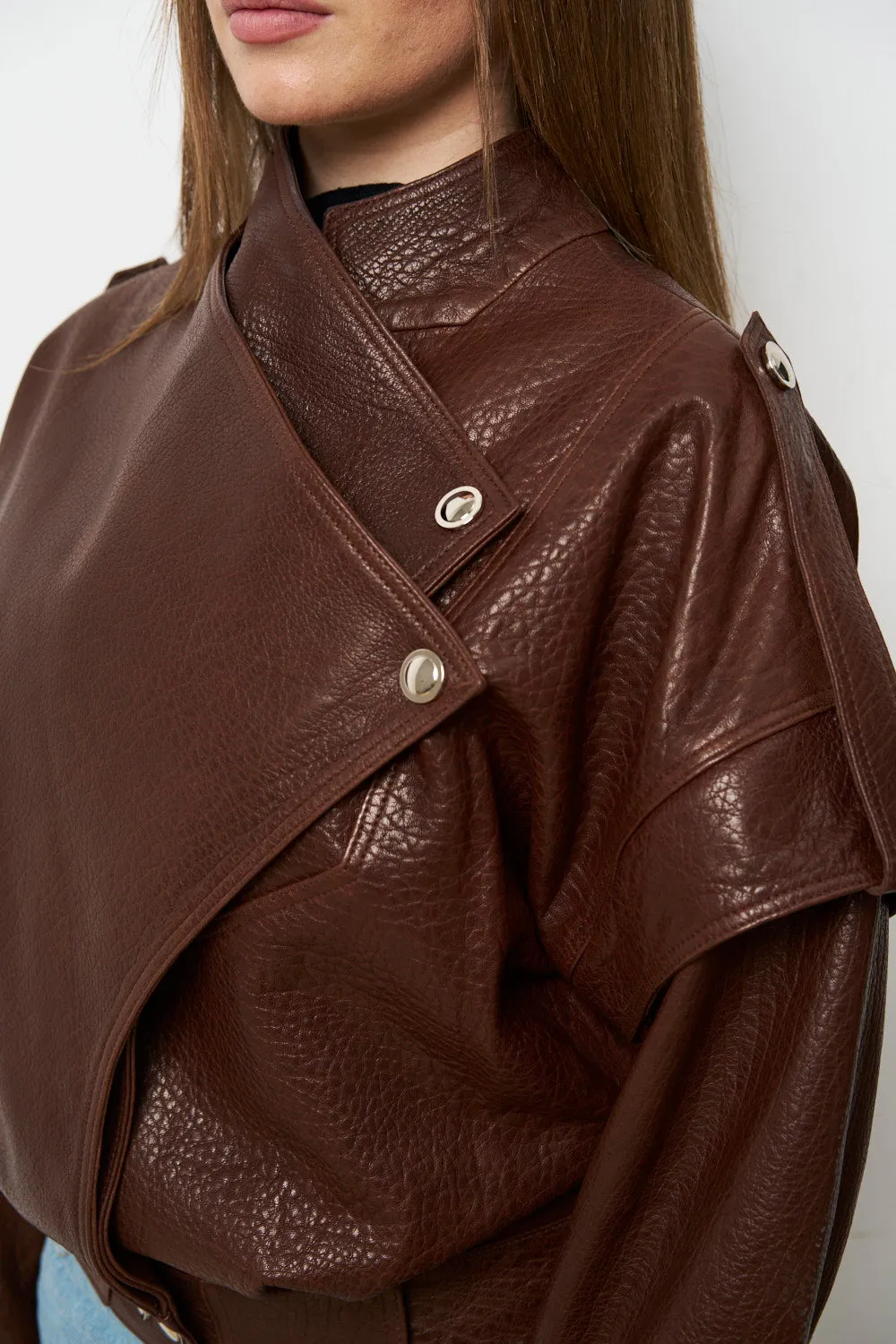 Mareus 619 geacă piele damă cognac amber piele jumbo