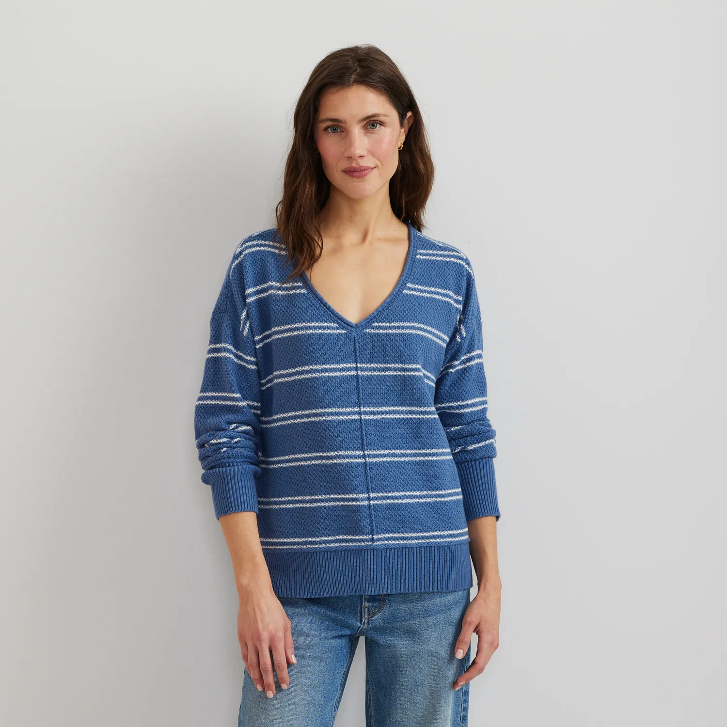 Eddie Bauer V-Neck Sweater pulover dama dungi bumbac