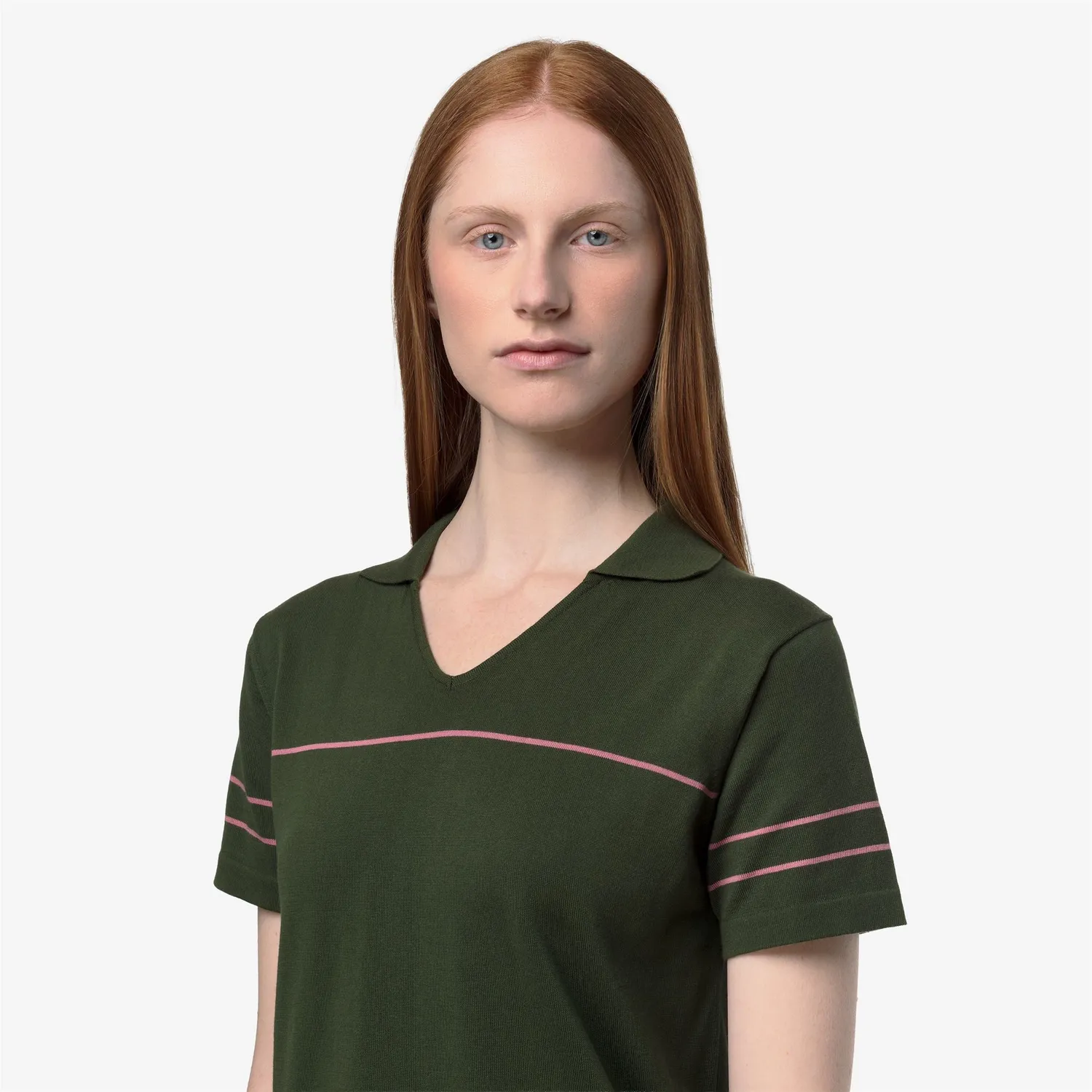 K-Way Mazardy Stripes polo dama verde dungi fine