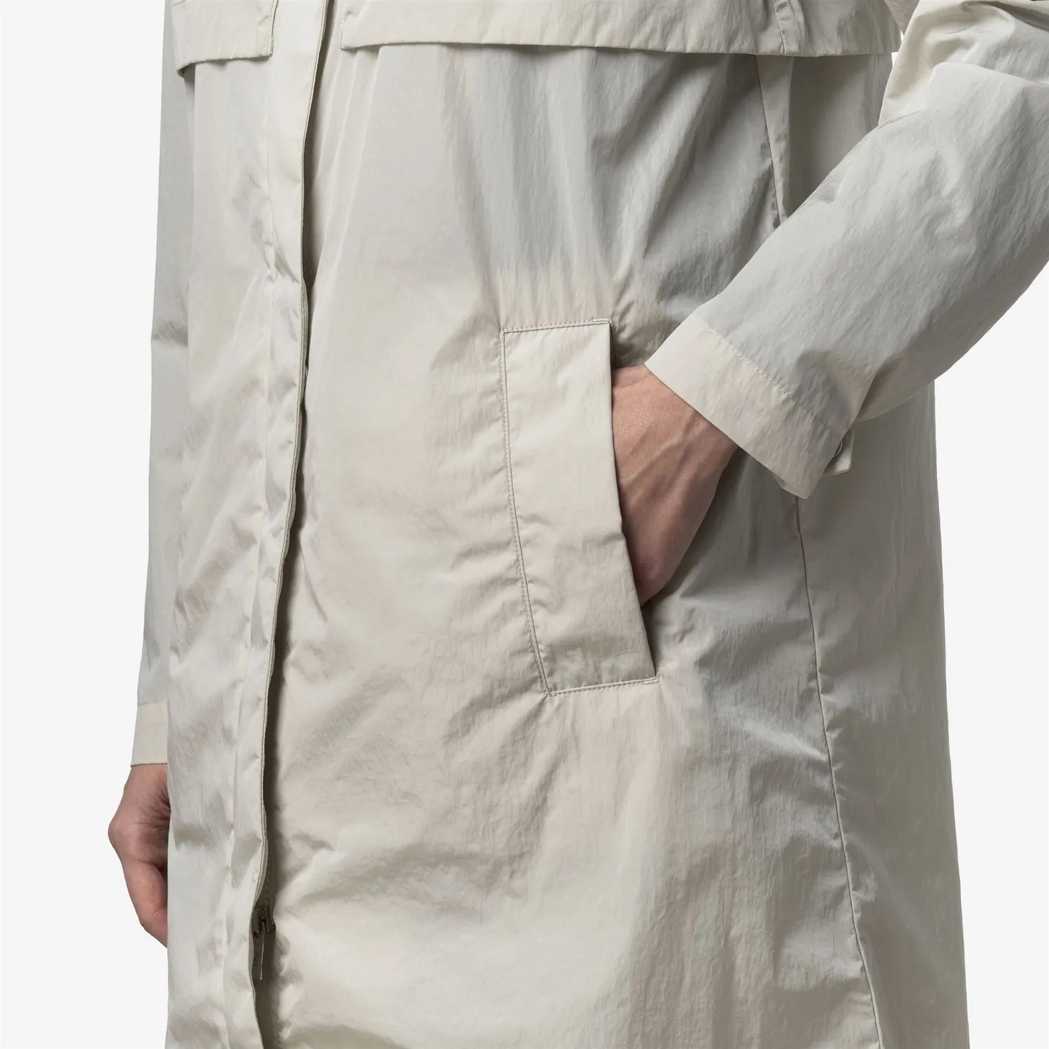 K-Way Sophilene Satin geaca dama bej lucioasa