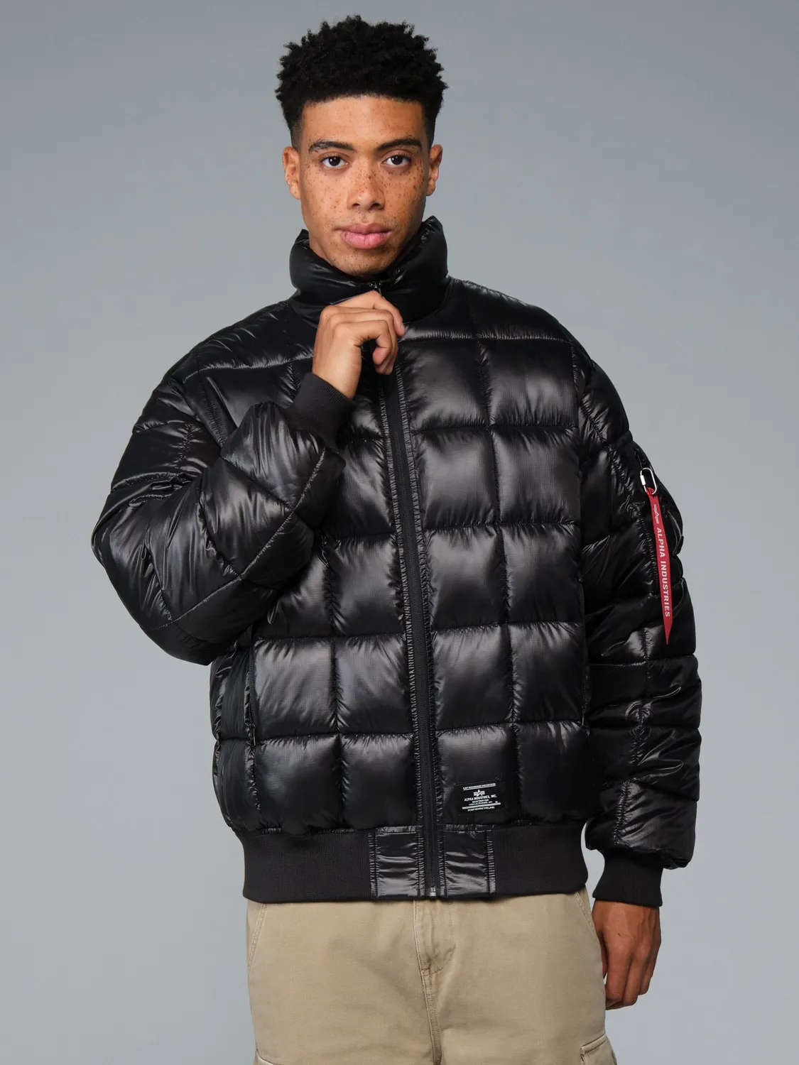 Alpha Industries MA-1 Puffer geaca bomber negru matlasata