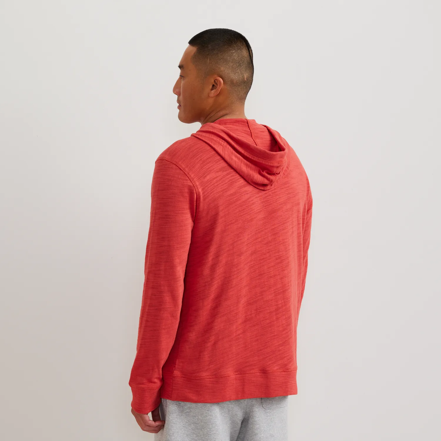 Eddie Bauer Slub hanorac barbati gri bumbac cu gluga
