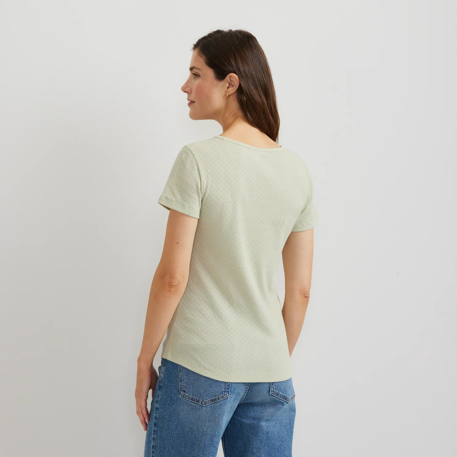 Eddie Bauer Pointelle Dobby camasa dama albastra vaporoasa