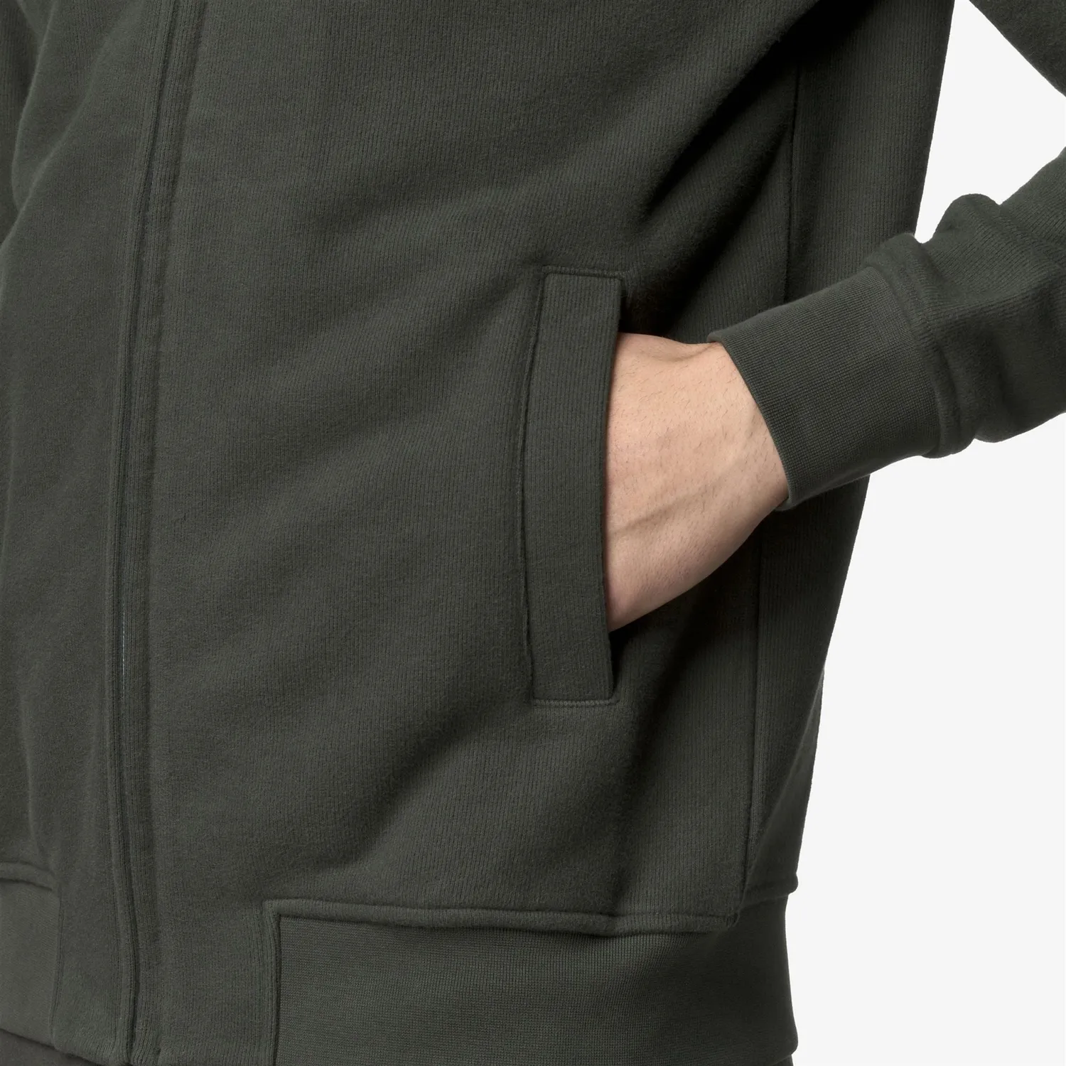 K-Way Anthony Heavy Fleece jachetă verde cu glugă