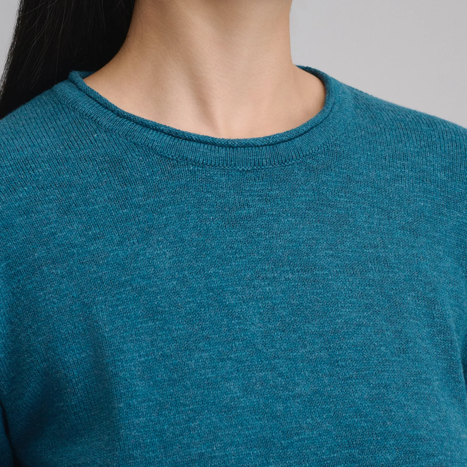 Eddie Bauer Cotton Slub Crew pulover femei albastru bumbac