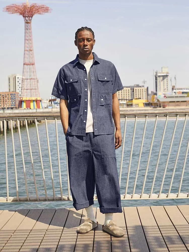 Alpha Industries Wide Leg Cotton pantalon gri bumbac