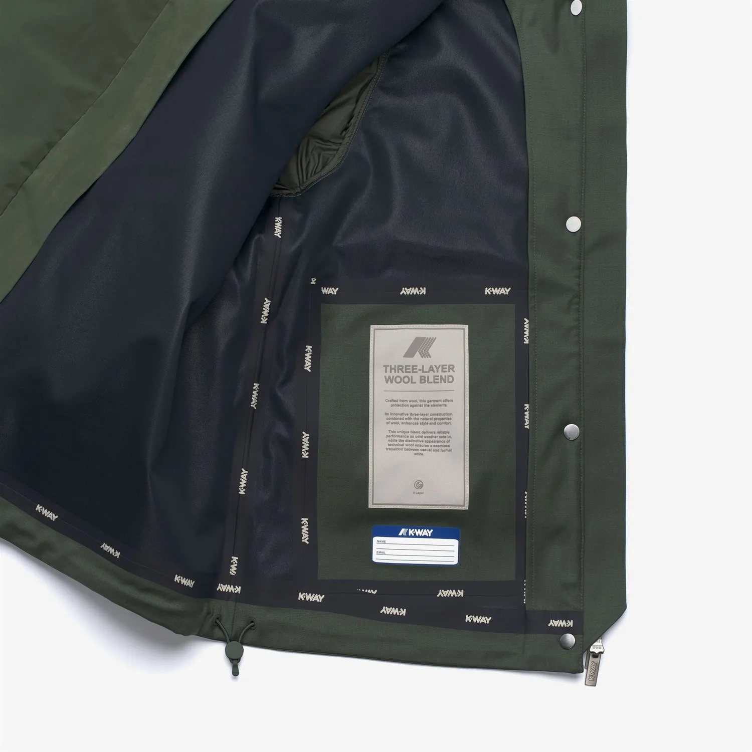K-Way Isan Wool Nylon Mix geaca dama verde lana