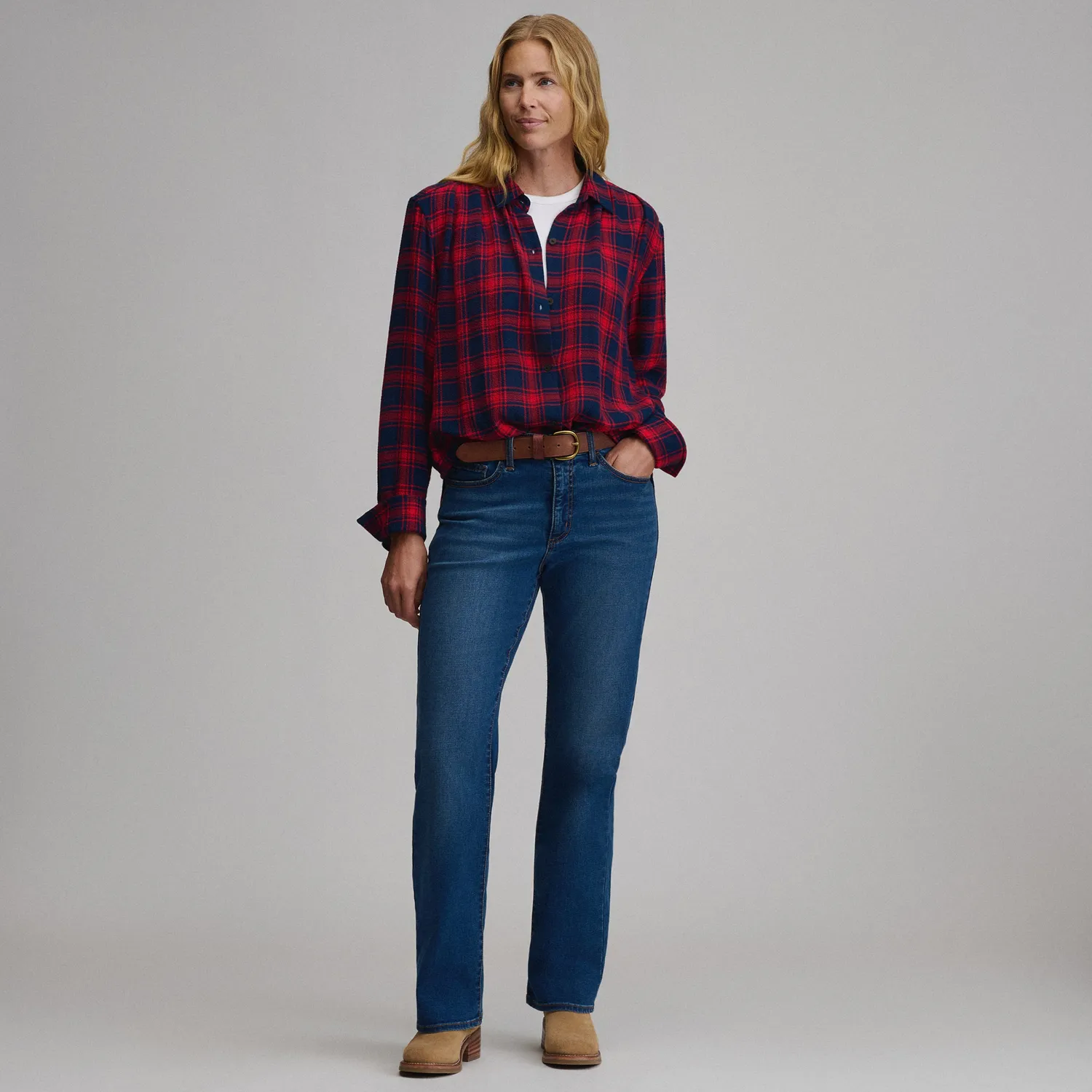 Eddie Bauer Softened Button-Down camasa bleumarin bumbac