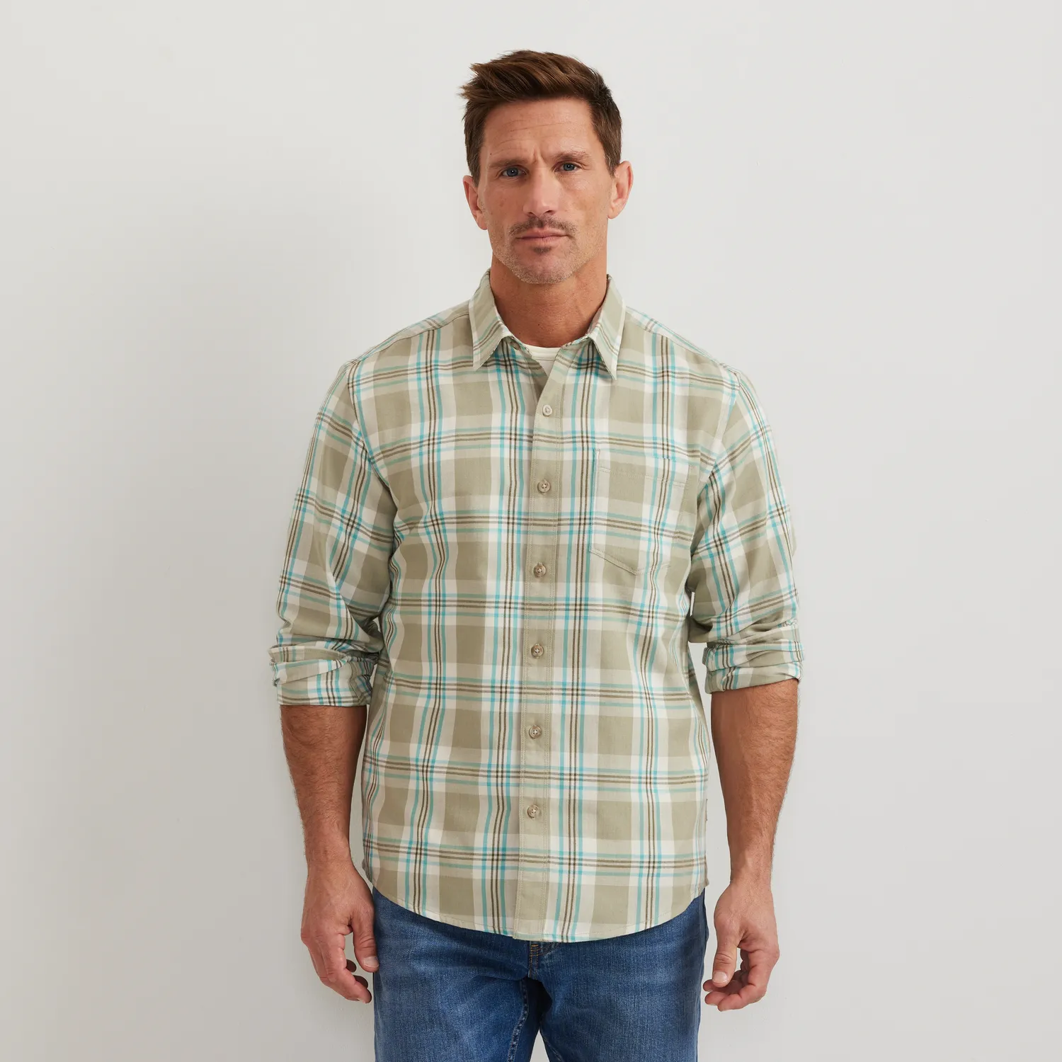 Eddie Bauer Tidelands cămașă mânecă lungă Blue Fog bumbac